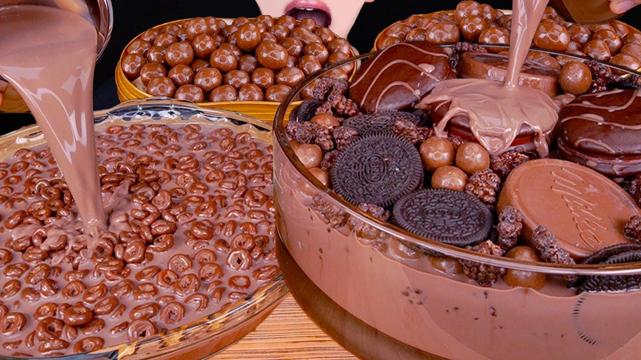 ASMR MALTESERS CHOCOLATE MILK MAGNUM ICE CREAM OREO NUTELLA DESSERT MUKBANG 몰티져스 먹방咀嚼音 EATING SOUNDS