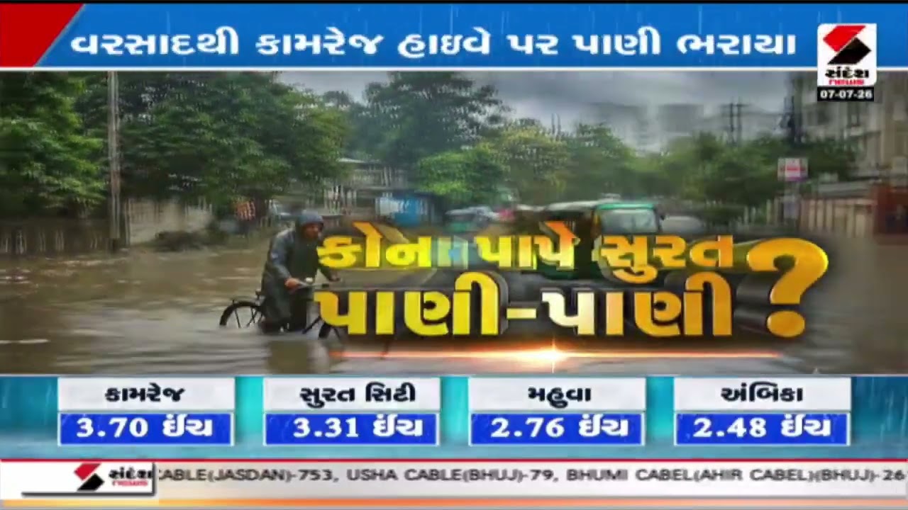 Surat | સુરતના કામરેજમાં મેઘરાજાની ધમાકેદાર બેટિંગ | Kamrej | Rain | Weather Update | Gujarat