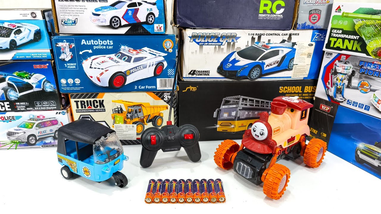 Unboxing City Rc School Bus, Rc Police Car, Train & Friends, Police SUV Car 911, Bajai
