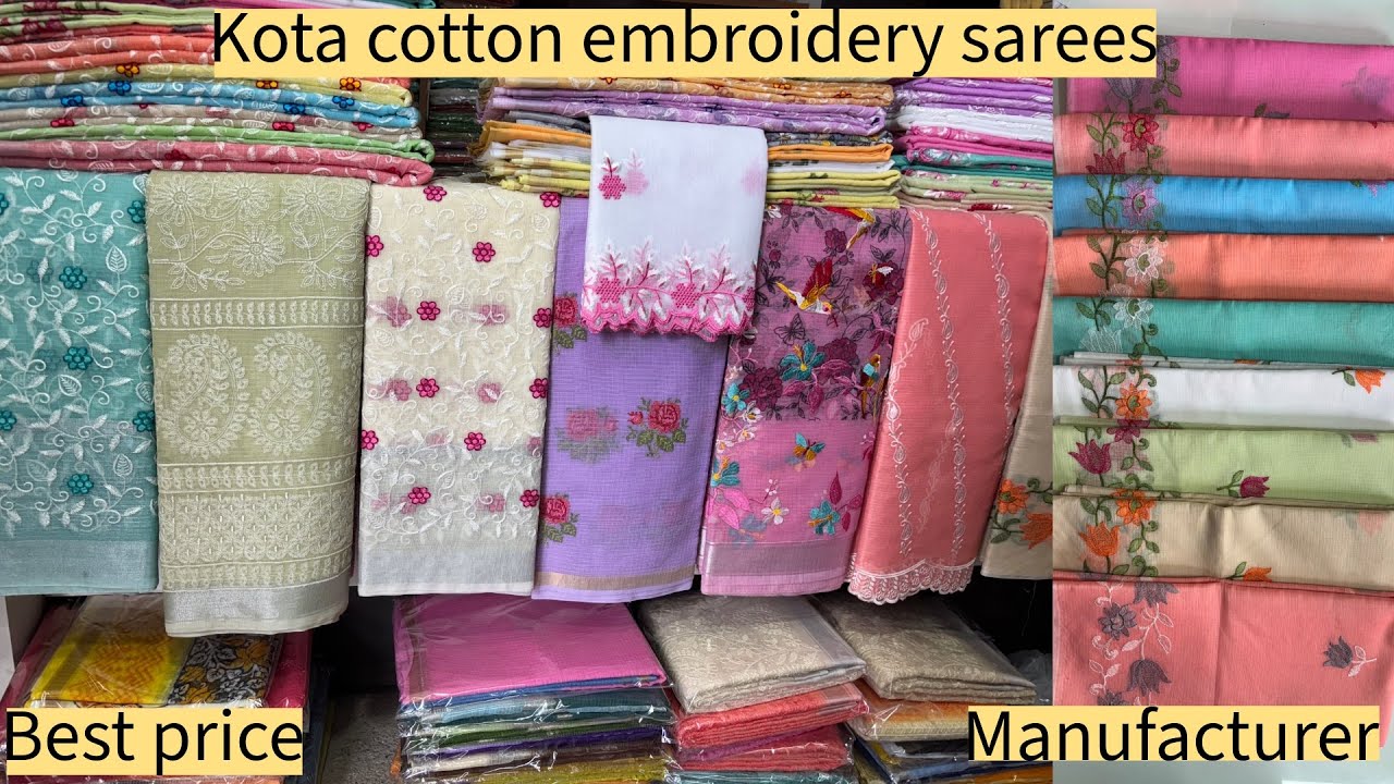 Kota cotton embroidery saree / wholesale kota saree / best price deal #kotacottonsaree