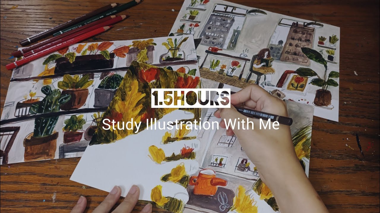 【Illustration Step by Step】Growing Grass | 1.5 Hours Acrylic Paint | No Music | Outdoor Noise