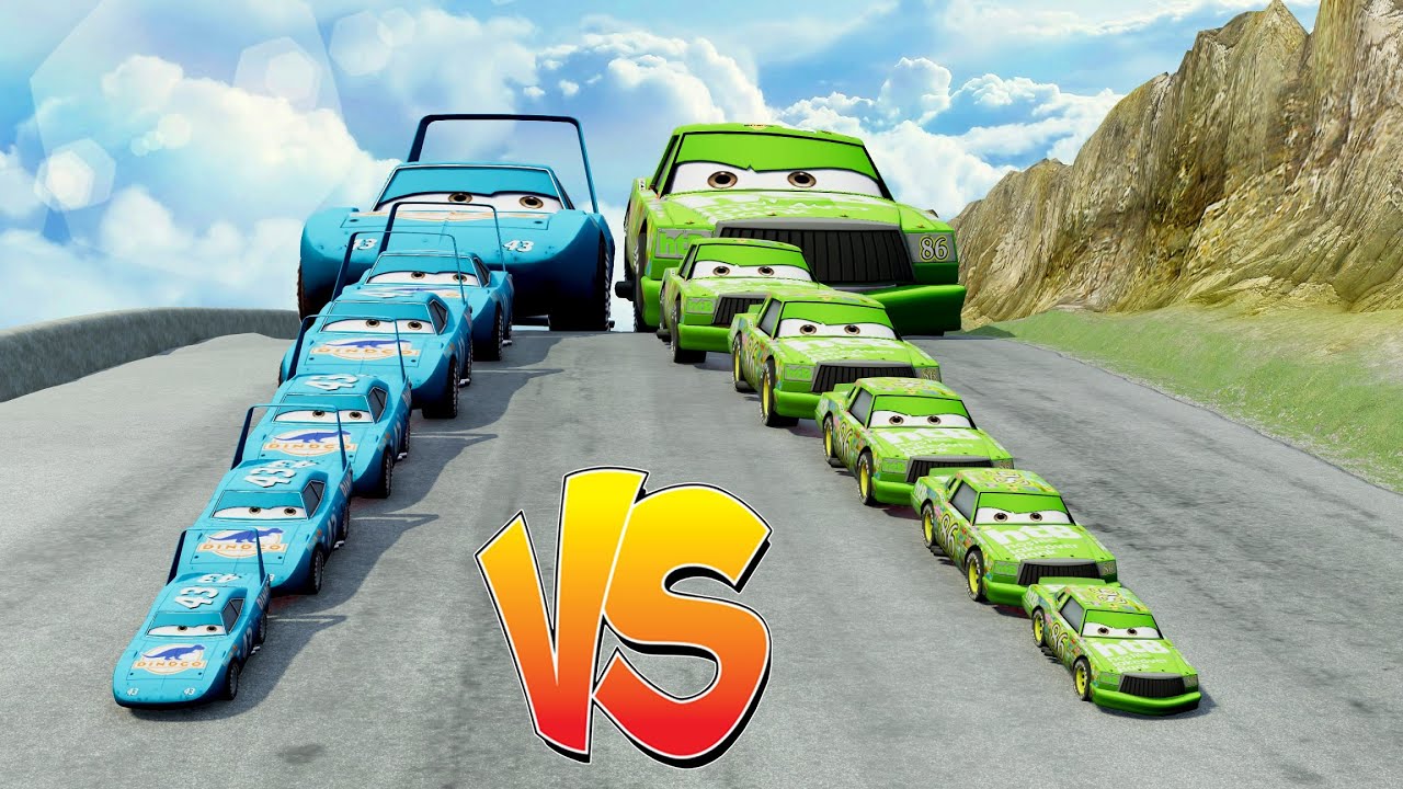 Big & Small McQueen vs Chick Hicks vs Tow Mater vs King Dinoco vs Duch Hudson - BeamNG.Drive