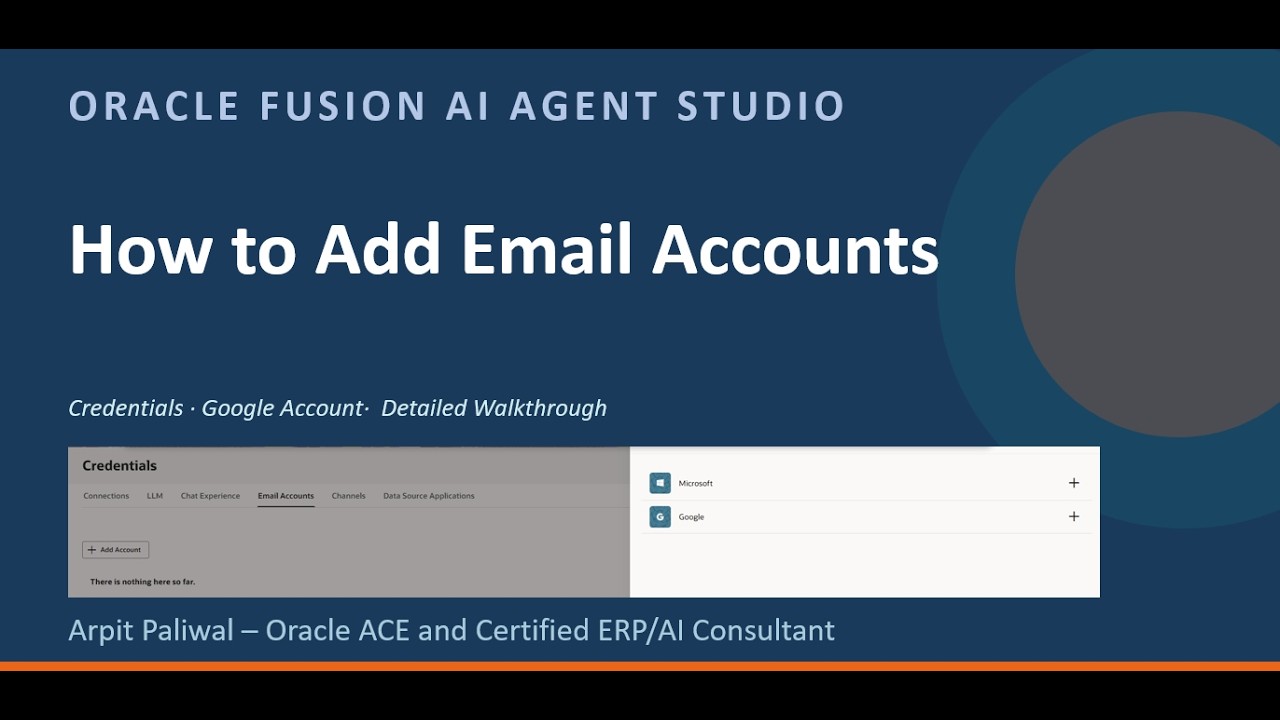 Oracle AI Agent Studio: Email Account Setup with Google Credentials