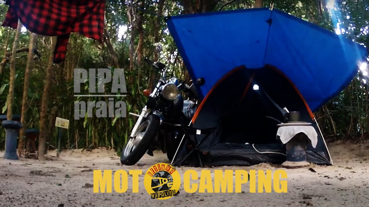 ACAMPANDO na PRAIA de PIPA de moto - motocamping