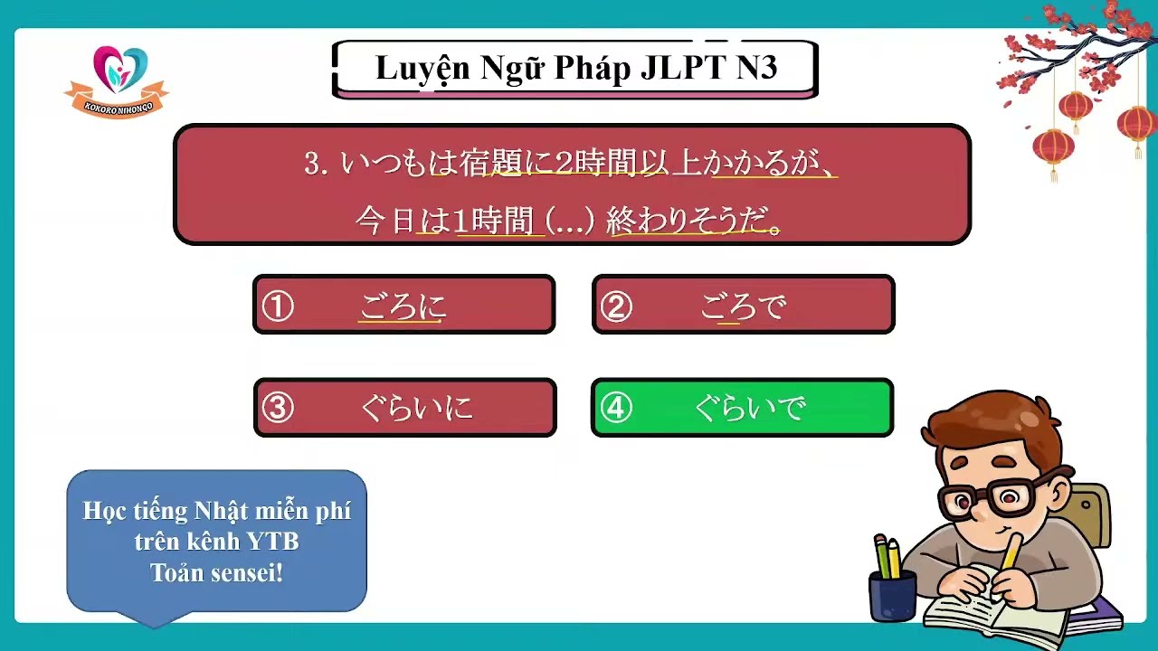 Luyện 200 câu ngữ pháp JLPT N3 tháng 7/2025