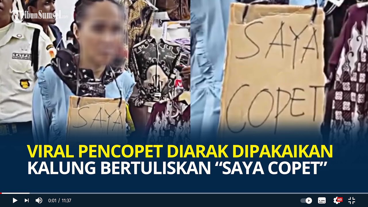 Dipakaikan Kalung Bertuliskan Saya Copet, Viral Detik-detik Pencopet Wanita Diarak Keliling Pasar