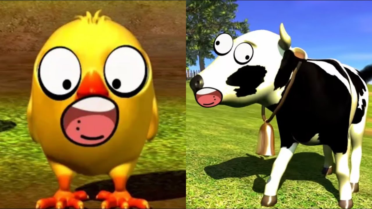 El Pollito P&iacute;o 3D Canciones Gritando vs La vaca lechera HD Canciones Gritando | Versi&oacute;n con gritos!