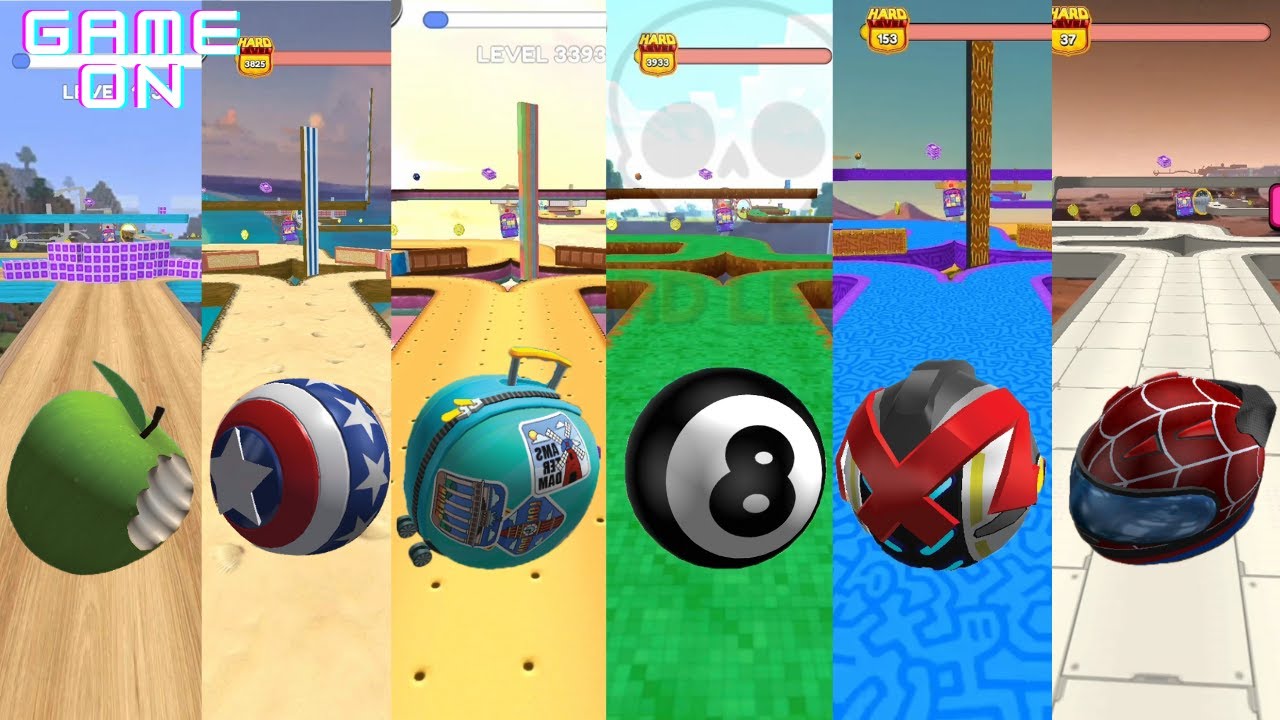 Going Balls 🤔 7 Same Levels Different Balls Soccer ⚽ vs Apple 🍏 vs 8-Ball 🎱 vs Robot 🤖 | Going Balls