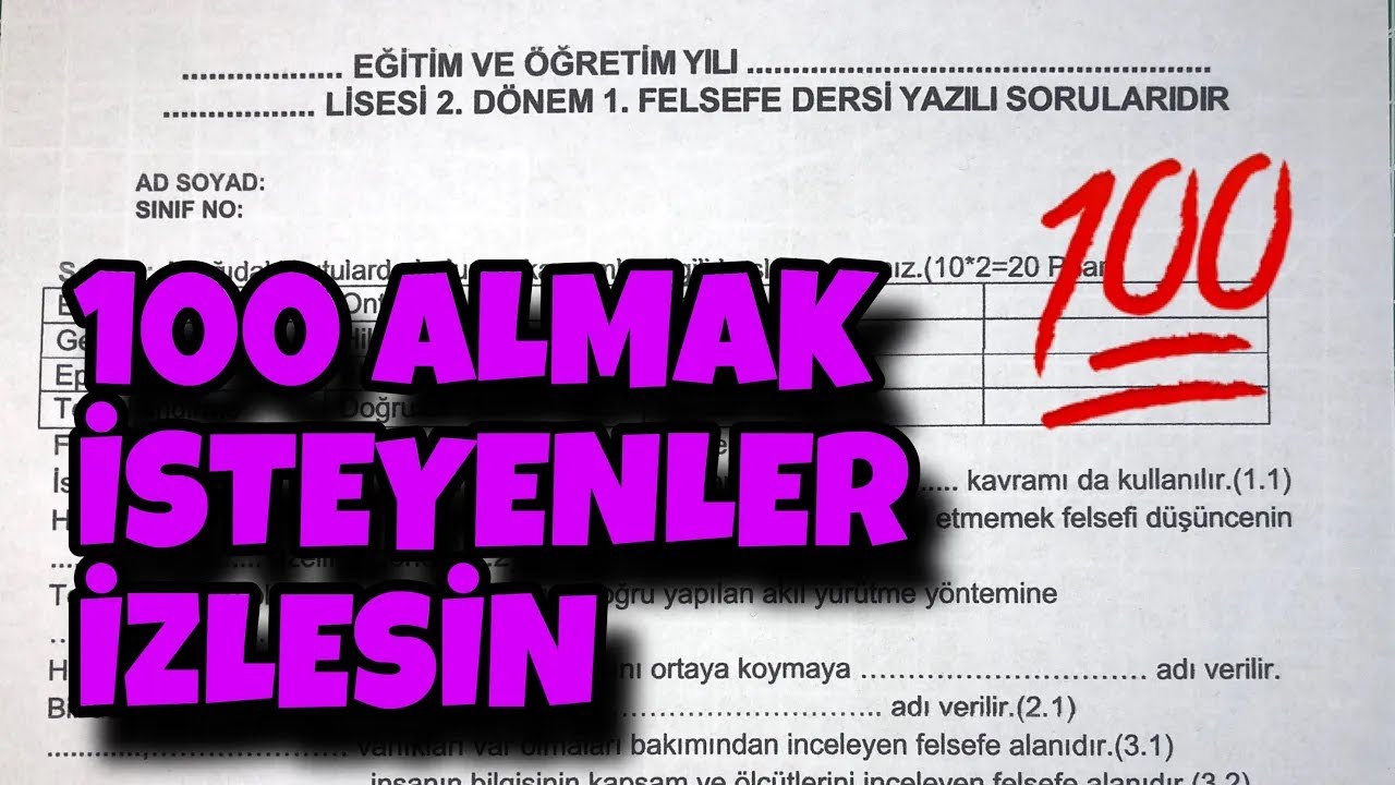 10.Sınıf Felsefe 2.Dönem 1.Yazılı