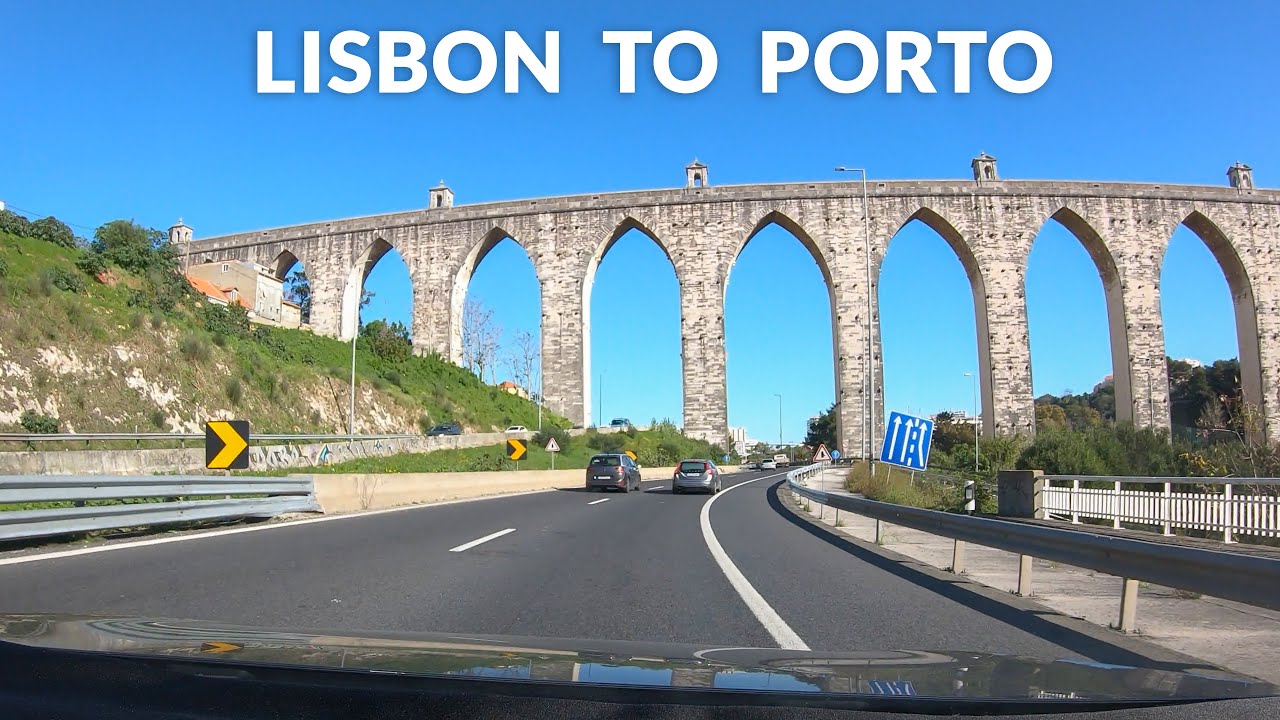 Lisbon to Porto Road Trip - Drive Timelapse 4K