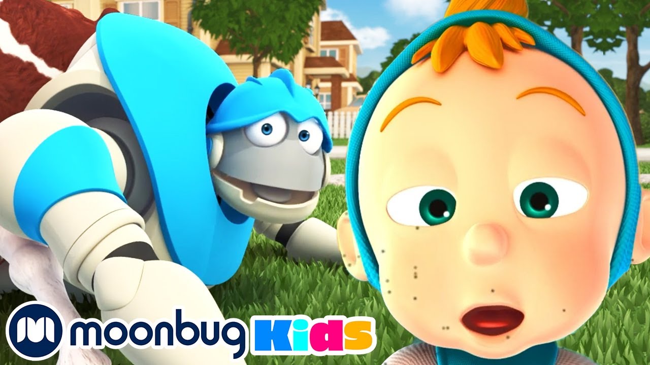 Sneezing Baby - Kids Video Subtitles | Arpo the Robot | Cartoons for Kids | Moonbug Literacy