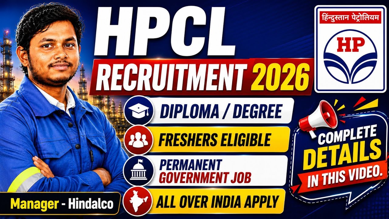 HPCL Recruitment 2026 | HRRL Recruitment 2026 | JE Recruitment 2026 | Degree/Diploma | Freshers