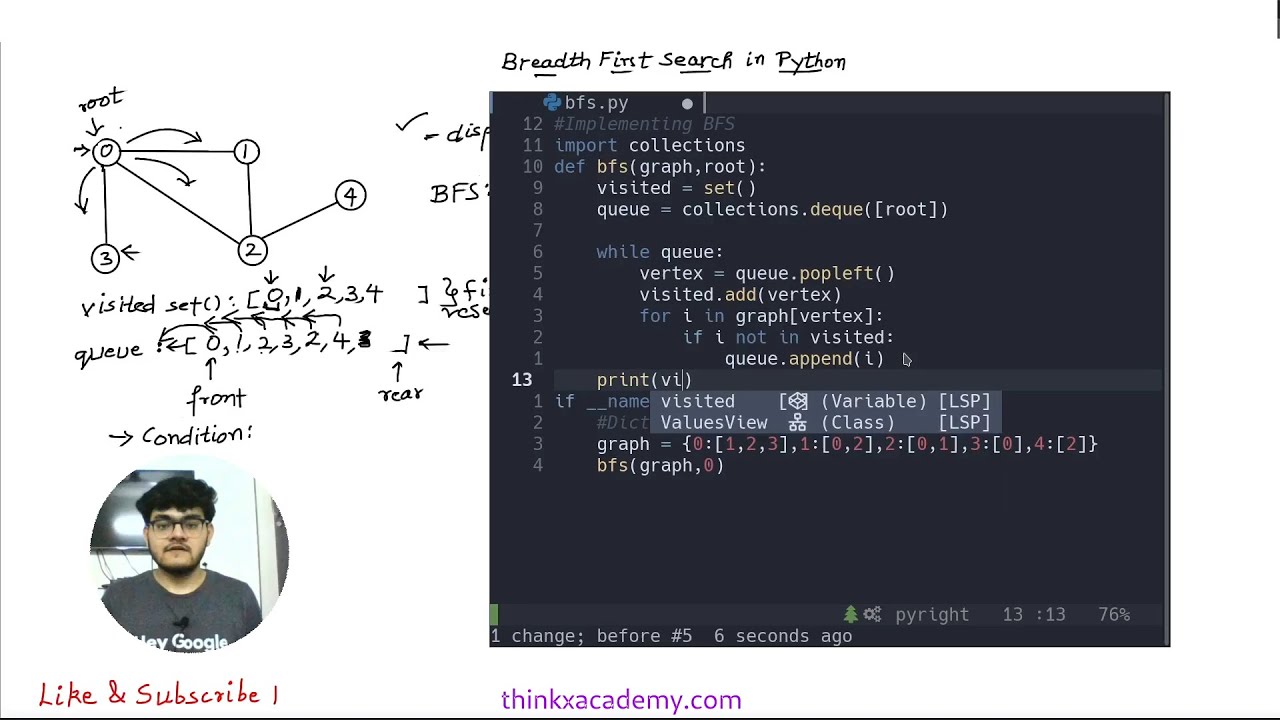 [7.3] Поиск в ширину (BFS) в Python | Теория графов | Структуры данных в Python