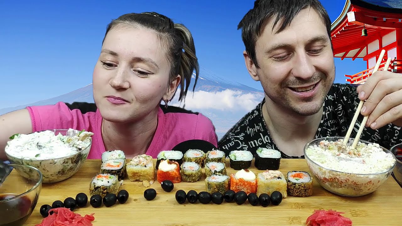 МУКБАНГ РОЛЛЫ И САЛАТЫ | MUKBANG ROLLS AND SALADS #mukbang #мукбанг
