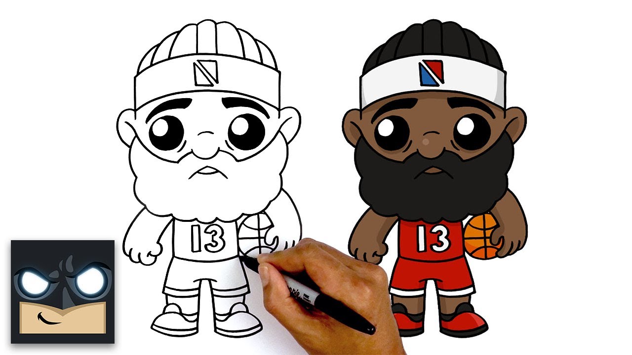 How To Draw James Harden 🏀 Houston Rockets