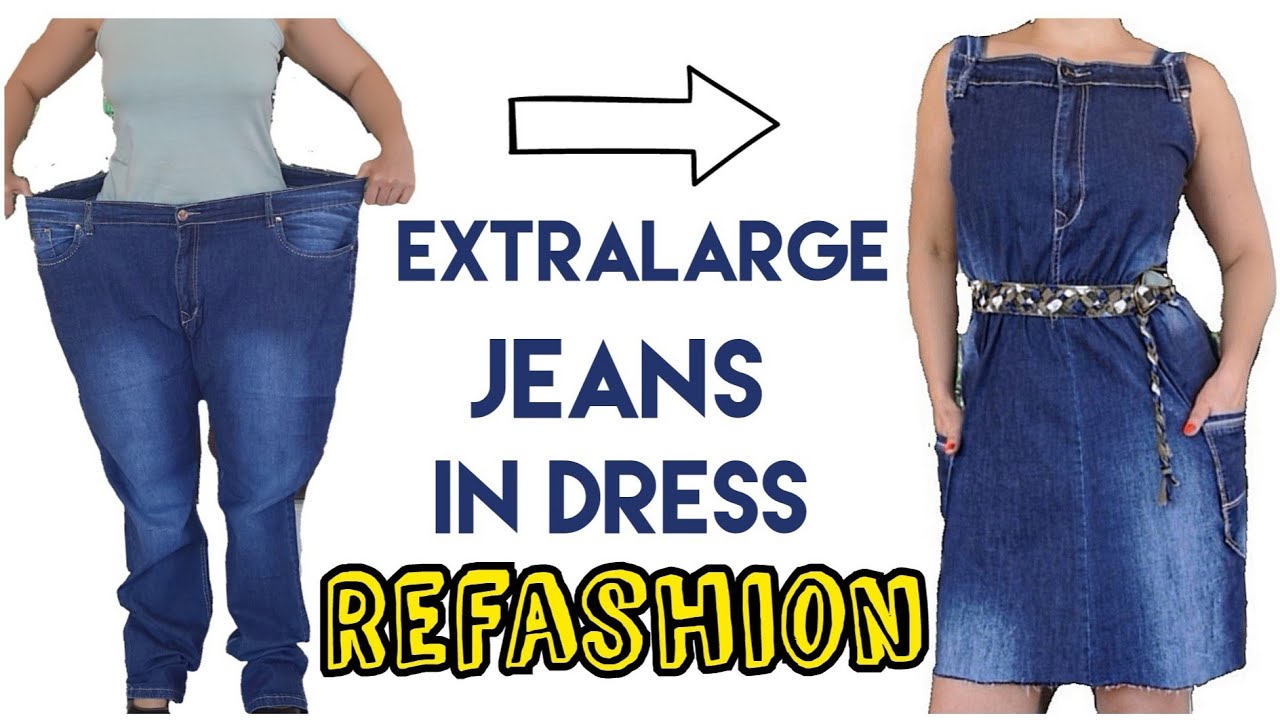 REFASHION JEANS ~ Come trasformare un JEANS XXL in un ABITO ~ Tutorial by Diana Toto