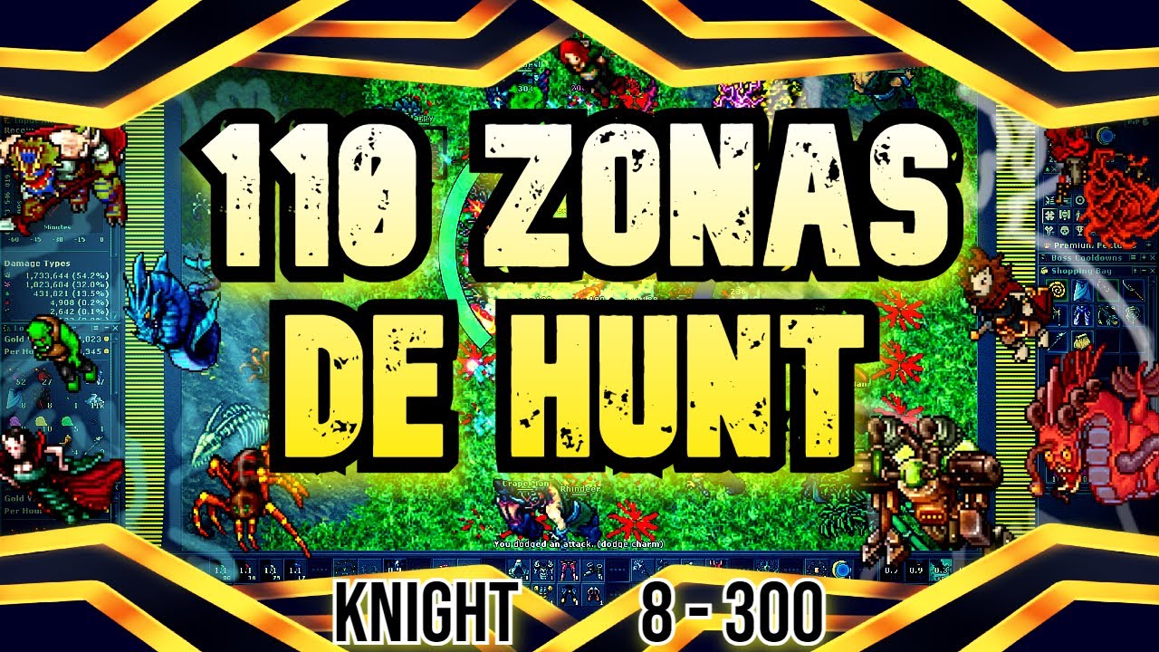 110 Zonas de Hunt para Knight 🌟│ Level 8 a 300 │ Tibia │EK Solo Hunt