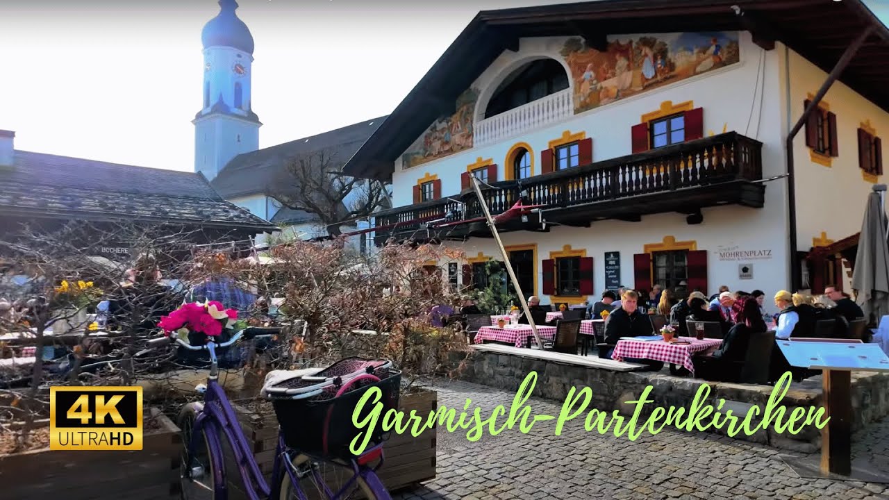 Relaxing Spring Walk in Garmisch-Partenkirchen – Alpine Town Serenity | 4K