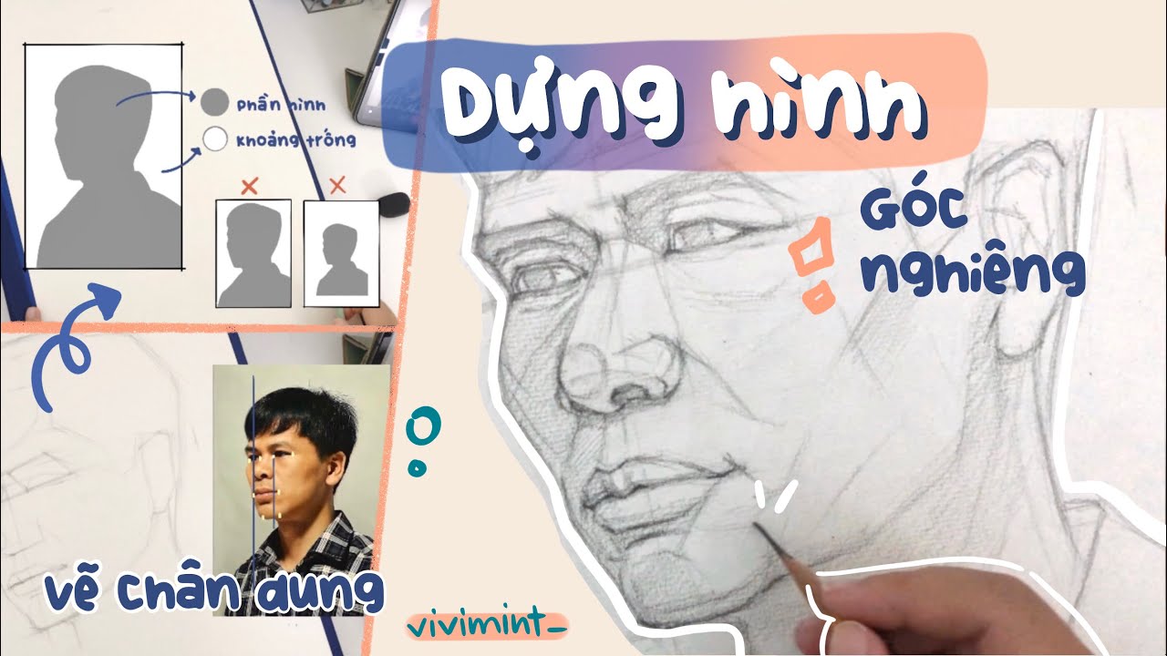 ✨TSMT #13✨ Dựng hình ở góc nghiêng khi vẽ chân dung || vivi mint