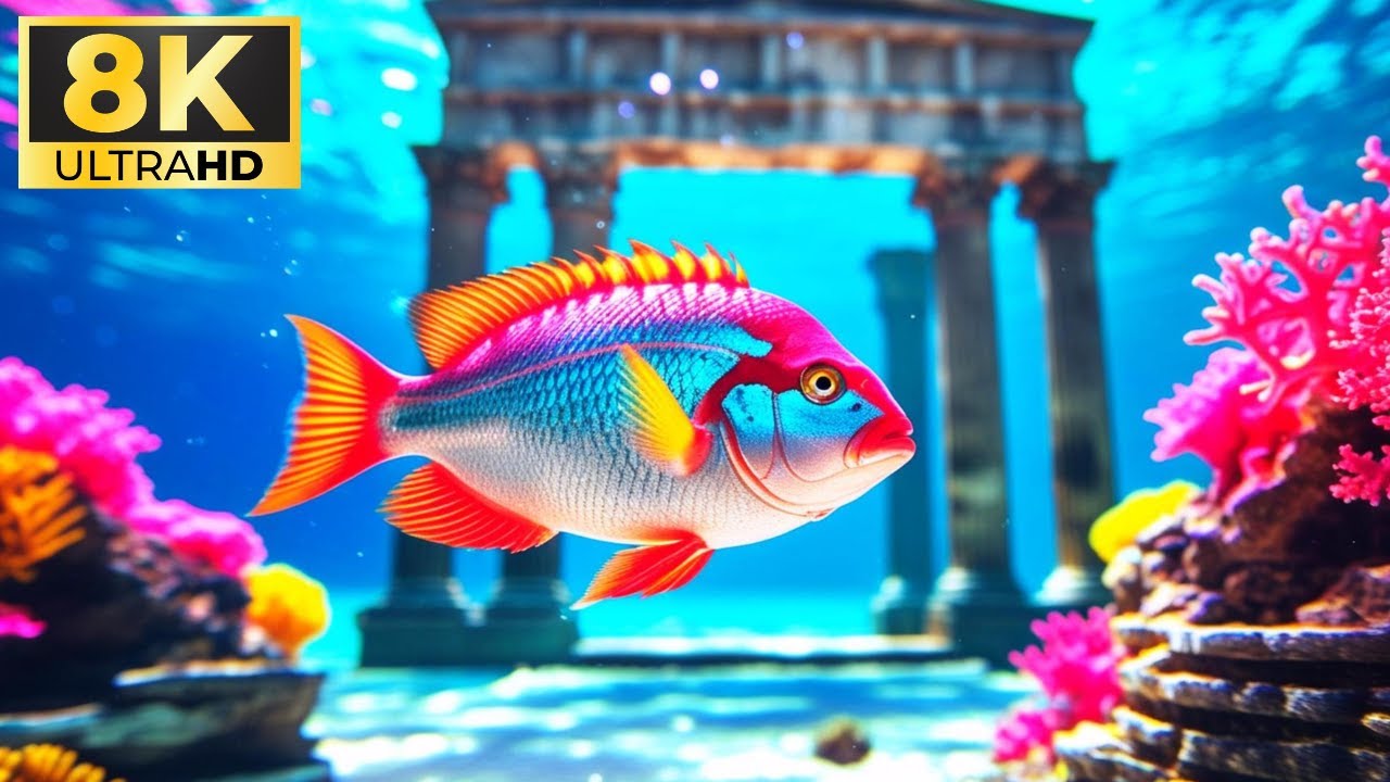 The castle at the bottom of the sea - Relaxing music 8K Ultra 