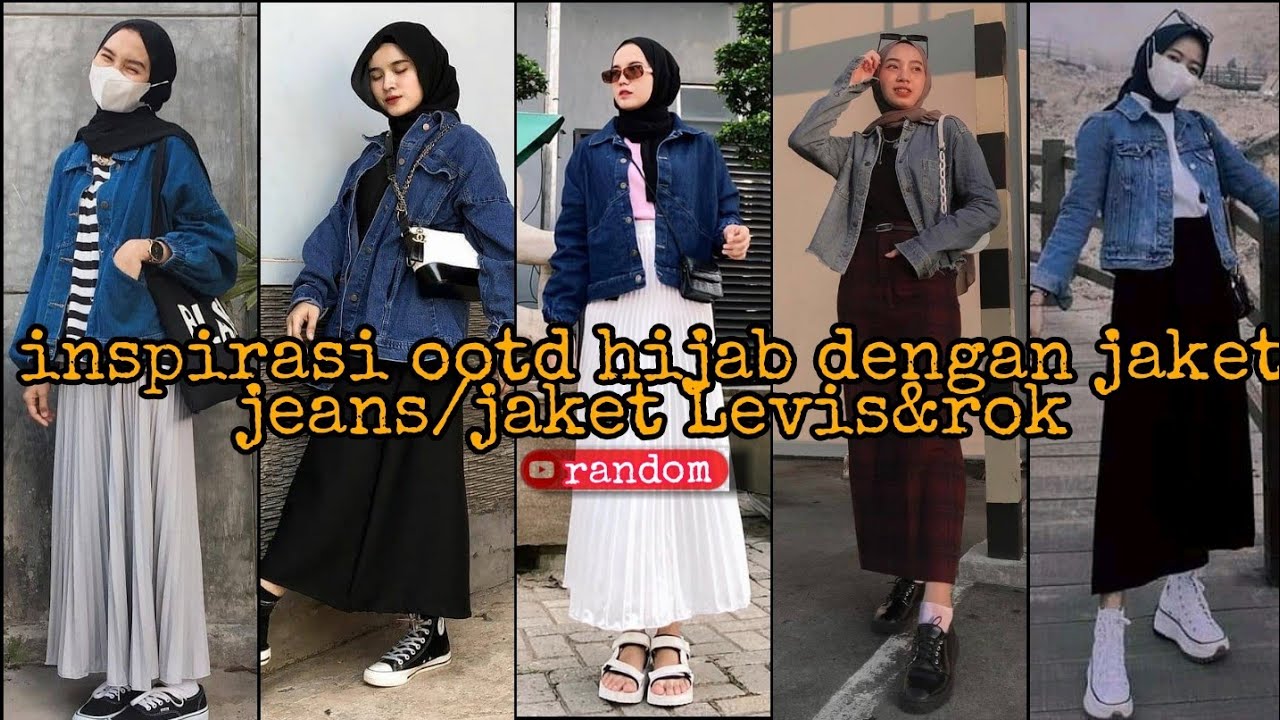 ootd hijab dengan atasan jaket jeans/jaket Levis