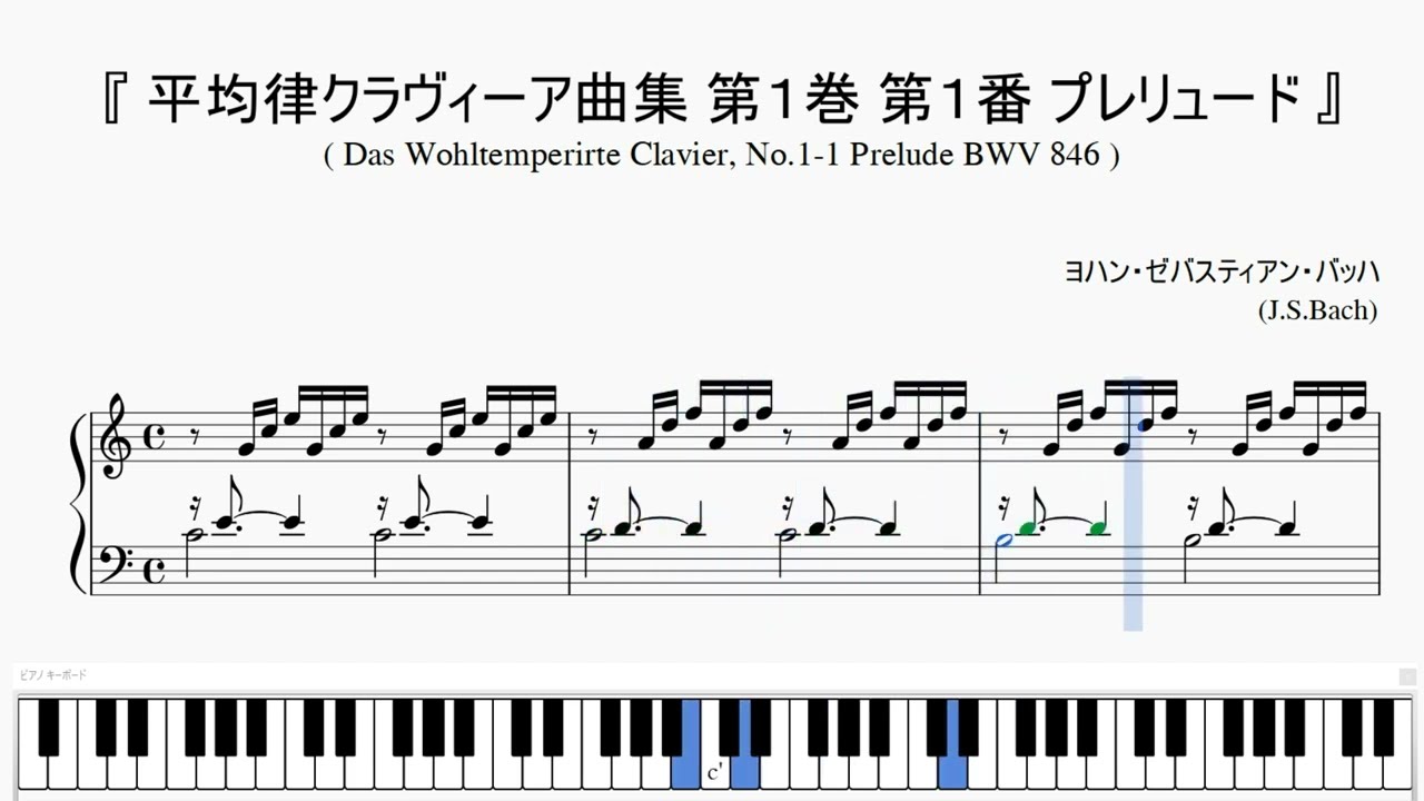 『バッハ：クラヴィーア 1-1 前奏曲 ＆ グノー：アヴェ・マリア』（Bach, Clavier No.1-1 Prelude＆ Gounod, Ave Maria）（ピアノ楽譜）