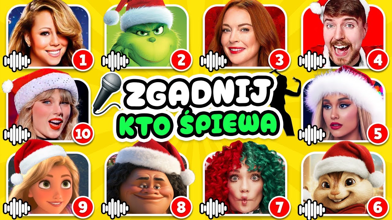 Zgadnij, Kto Śpiewa 🎅🎵 Świąteczna Edycja Piosenek 🎄 Ariana Grande, Mariah Carey