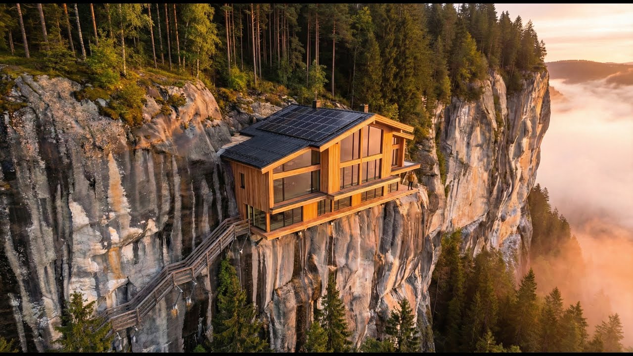 Building a house in the forest (ASMR) - This man built a modern mini house on a vertical cliff