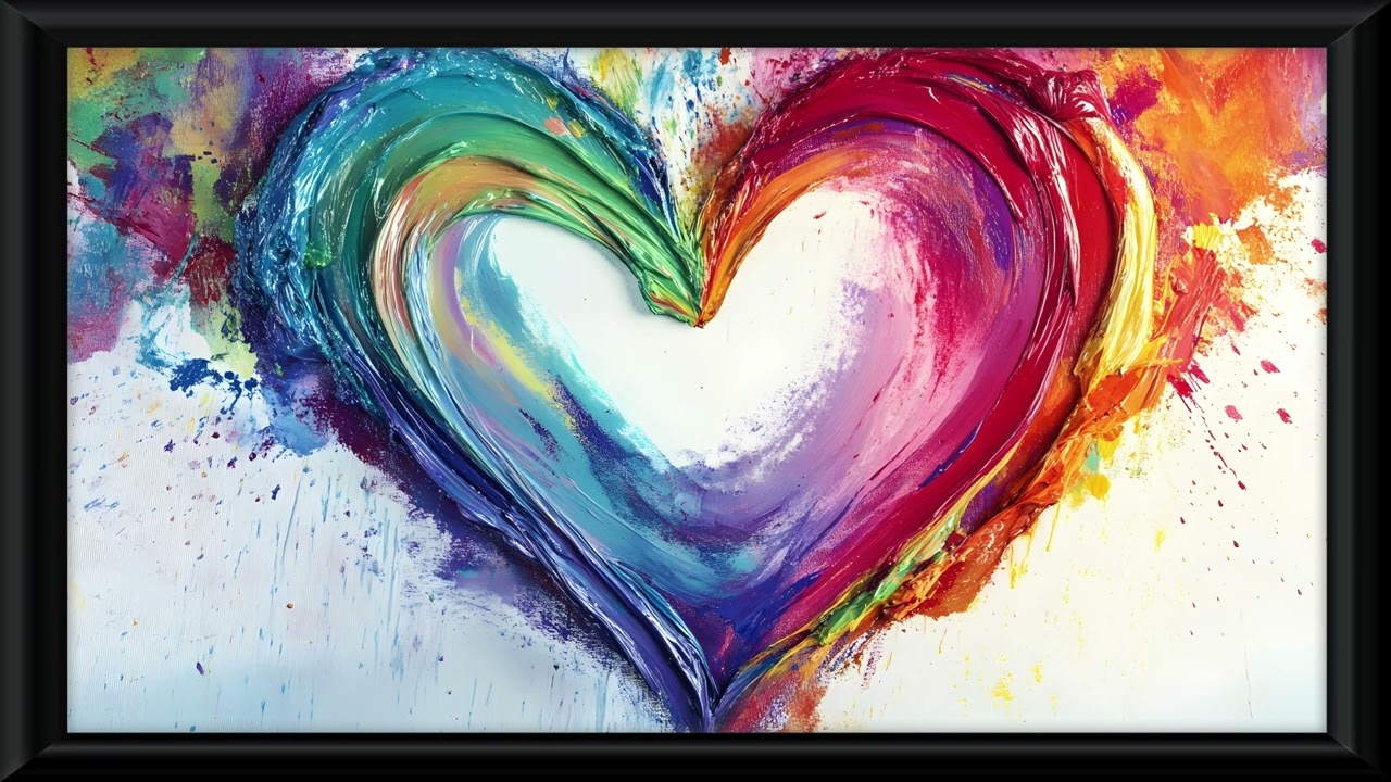 Painted Heart Modern Valentine’s Art 4K – Contemporary Romantic Wall Display for Frame TV