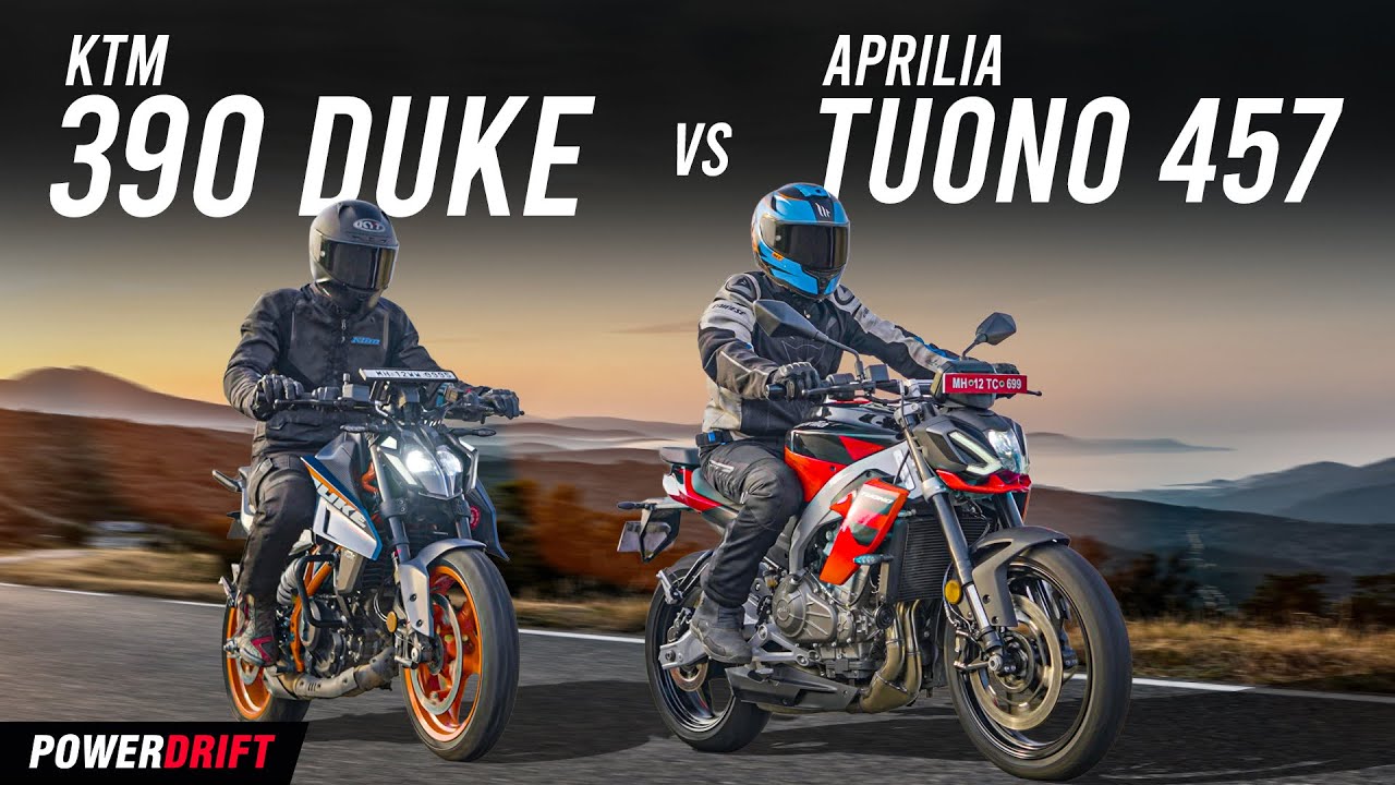 KTM 390 Duke vs Aprilia Tuono 457 | The Better Streetfighter Is? | PowerDrift