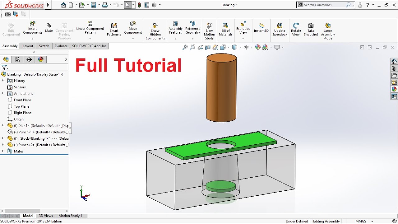 Blanking Process Animation Tutorial in Solidworks