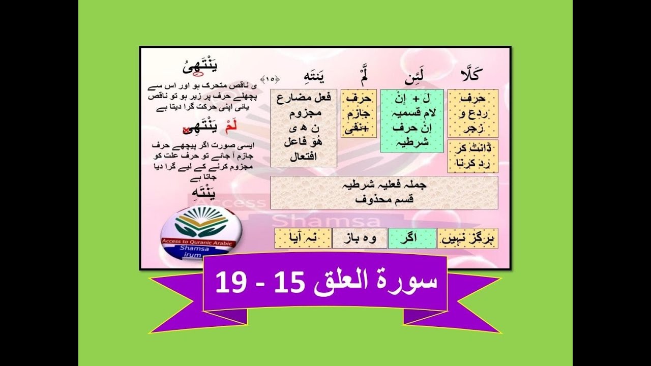 Grammatical analysis of surah al Alaq || سورۃ العلق کی ترکیب || surah al alaq ki tarkeeb || 96