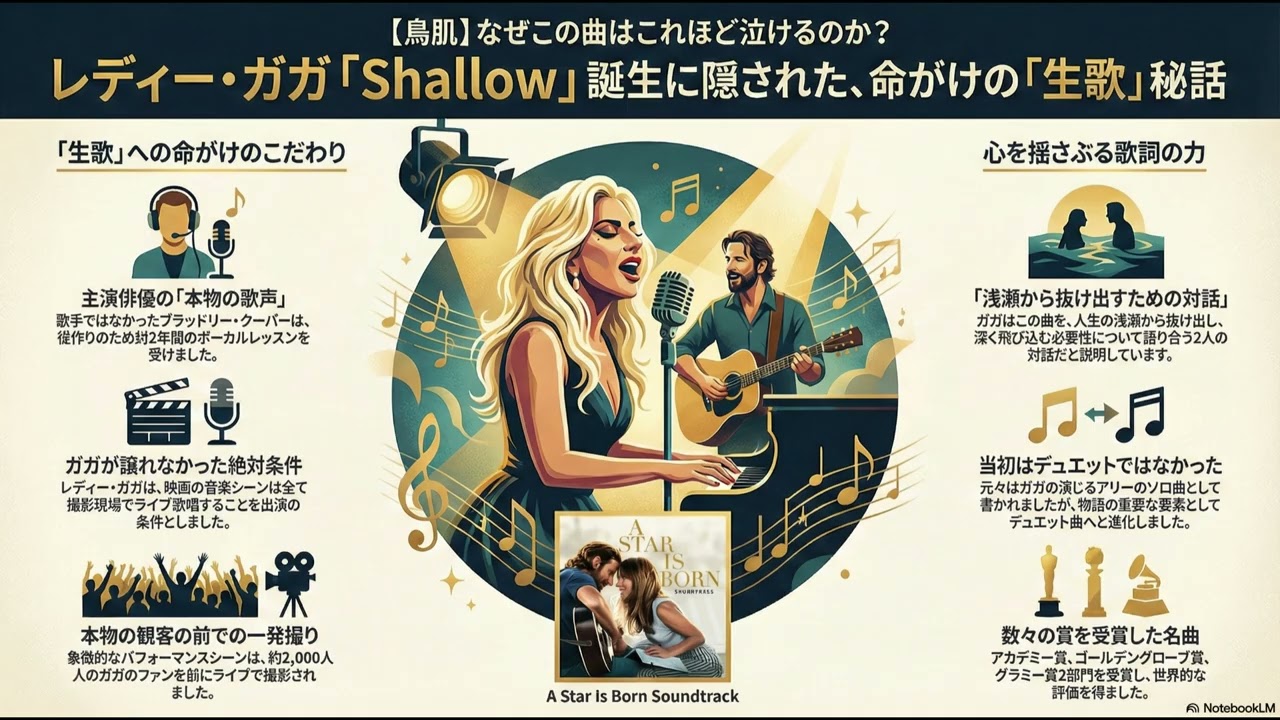 【鳥肌】なぜこの曲はこれほど泣けるのか？レディー・ガガ「Shallow」誕生に隠された、命がけの「生歌」秘話
