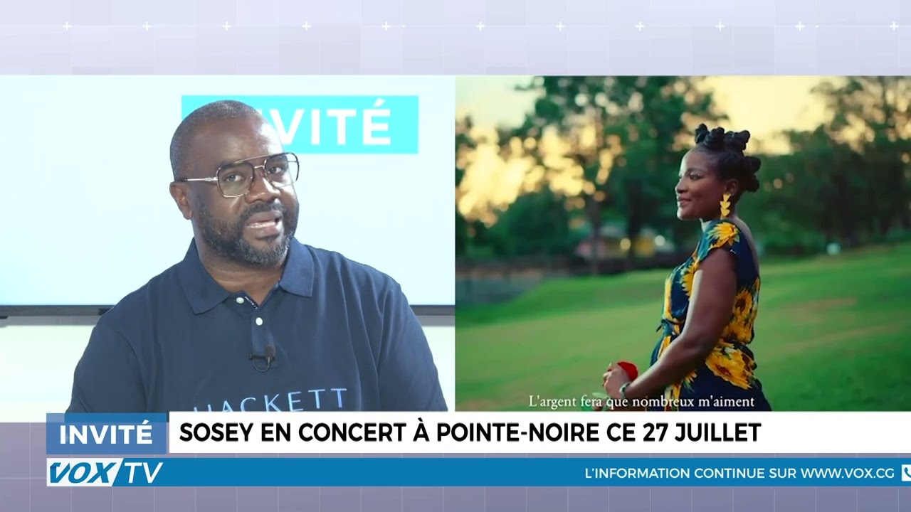 INVITÉ du JT:  Brusnel Moungounga évoque le concert de Sosey à Pointe-Noire le 27 juillet