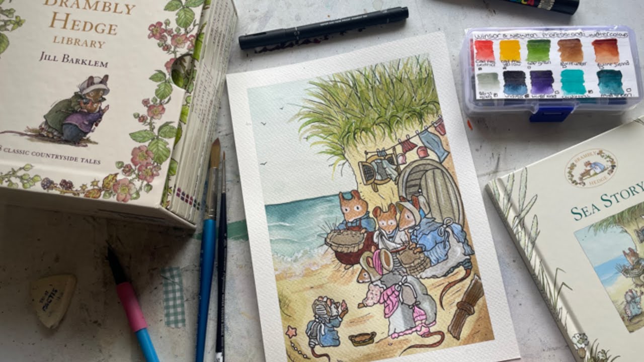 Painting a Brambly Hedge Book Scene! Sea Story Watercolour Scene 🌊