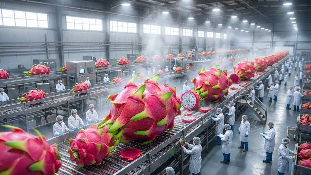 Inside the Factory: From Fresh Dragon Fruit to Ready-to-Eat Dessert Cups (Full Process)