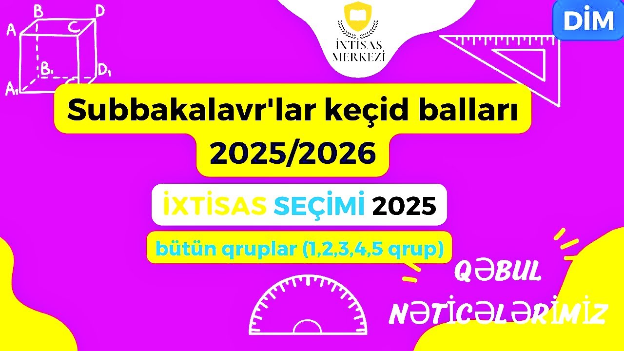 Subbakalavr'lar keçid balları 2025/2026 | bütün qruplar (1,2,3,4,5 qrup) - İXTİSAS SEÇİMİ 2025 | DİM