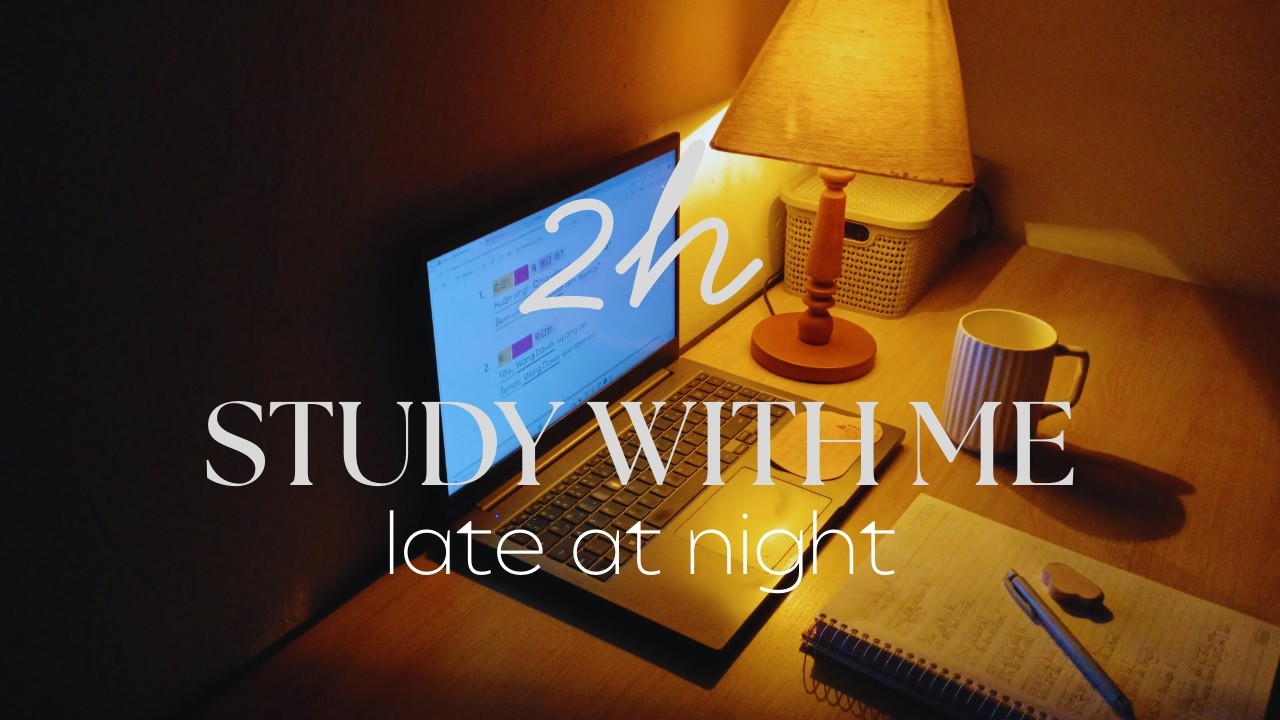 📚 2h Study With Me Late at Night | Rain Sounds | No Break | Countdown Timer