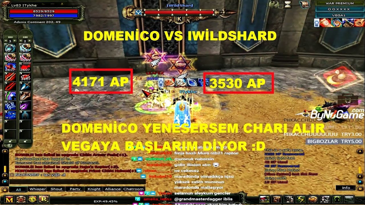 Domenico IWildShard İle Vs Atıyor :D Fark 650 Ap Kesersem Charı Alırım Diyor :D - Knight Online