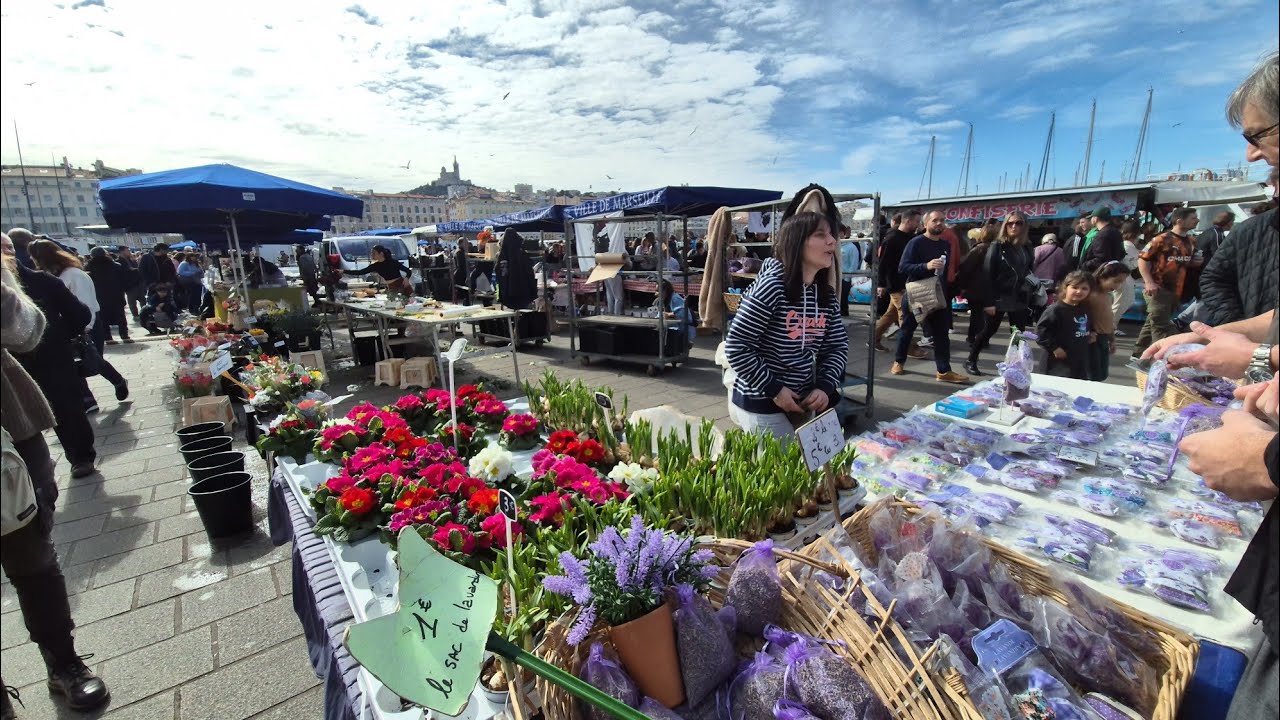 Marseille,  marché du dimanche au Vieux-Port