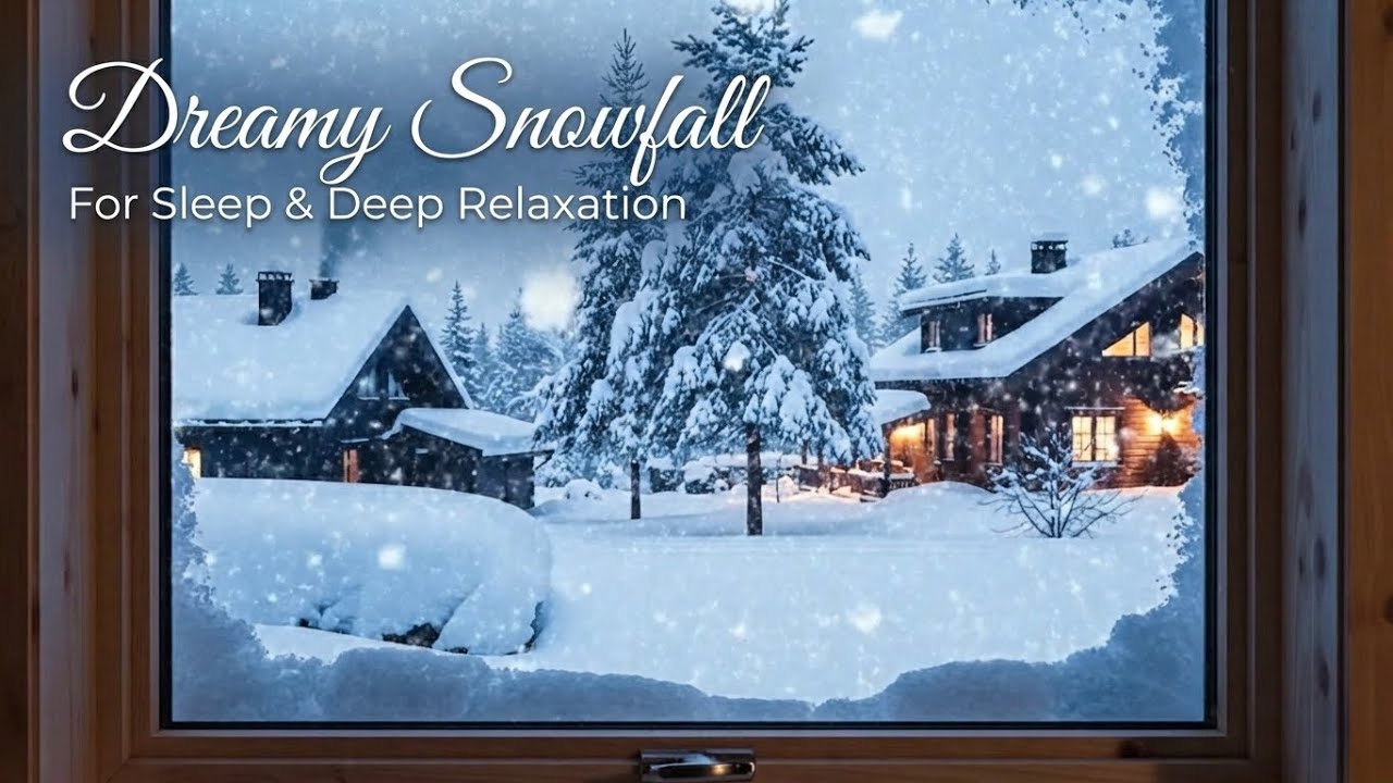 ❄️ Dreamy Winter Ambience for Deep Sleep | Cozy Cabin Window View & Gentle Snowfall Sounds