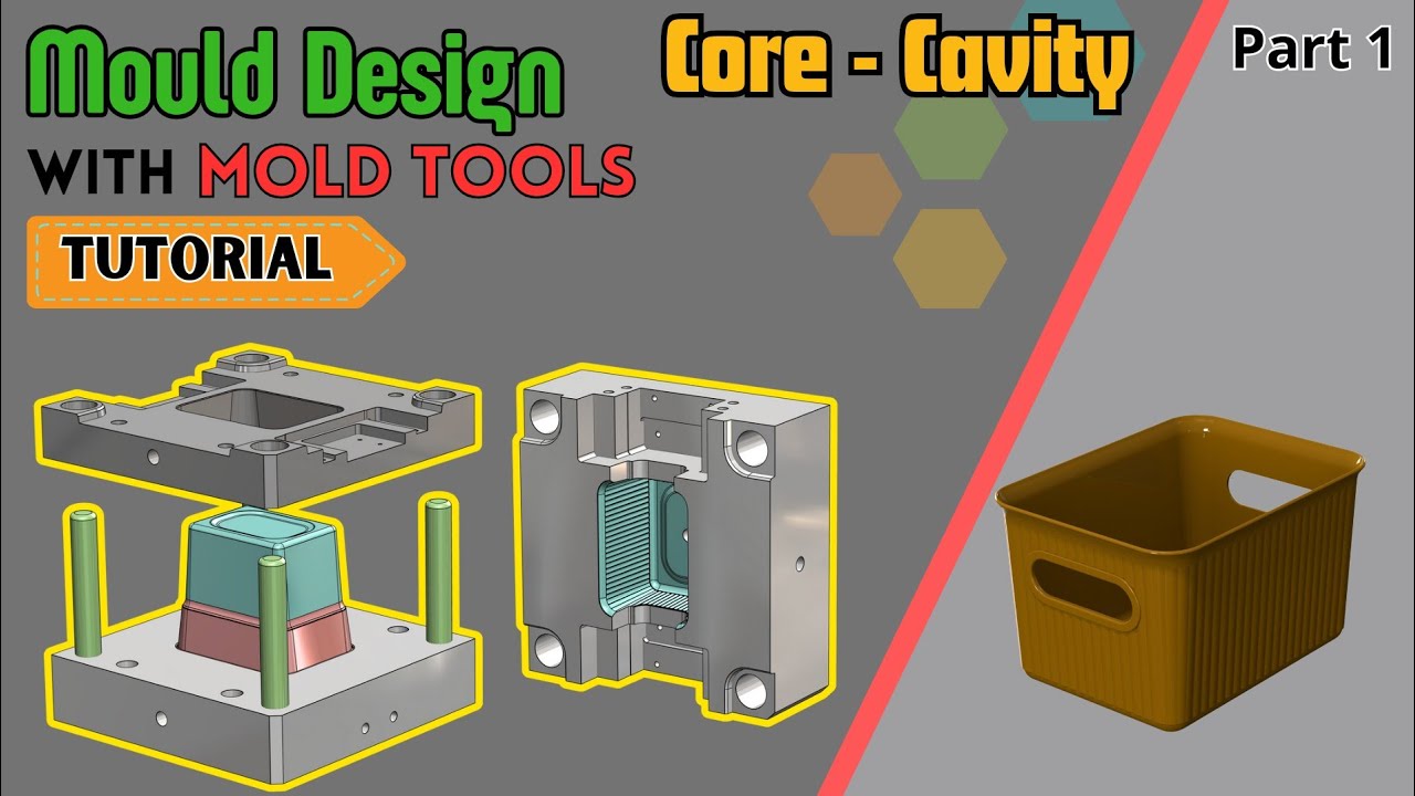 Create Core Cavity used Mold tools  in SOLIDWORKS - STORAGE BASKET 1/4