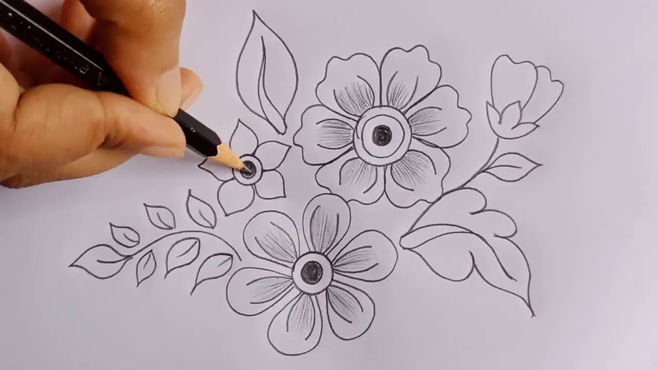 Cushion Cover design-32, Cushion/Pillow/Sofa/Table Cover Floral Design  Drawing Tutorial