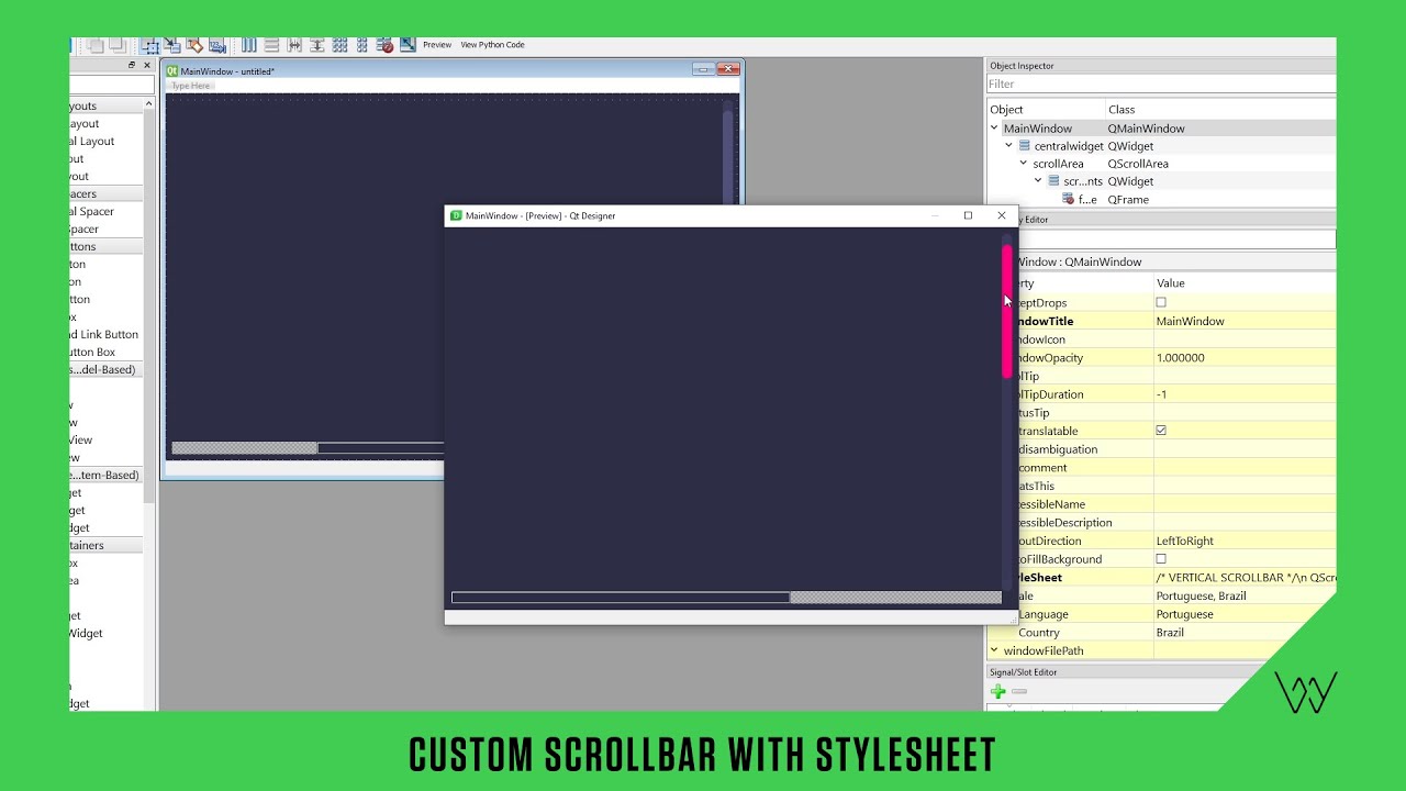 Qt Designer - Custom Scrollbar With Stylesheet [ Modern GUI ]