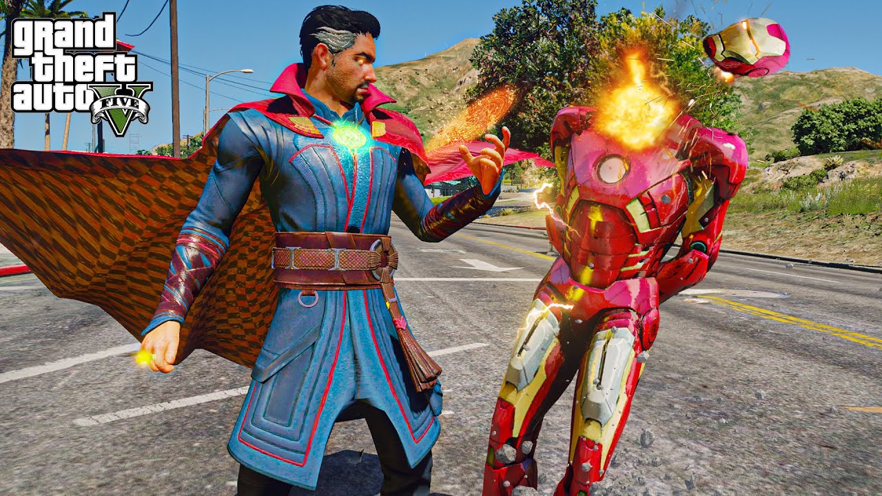 GTA 5 - Doctor Strange VS Ironman | Epic Superheroes Battle!