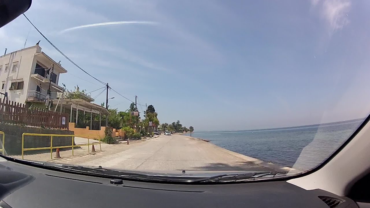 Driving along the sea - From Tsaousi to Vrachneika (city driving, Greece) - onboard camera