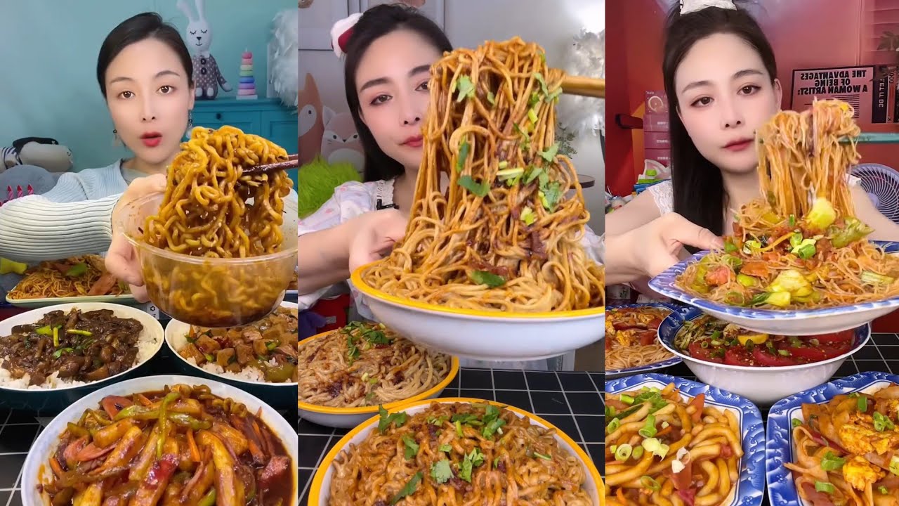 Mukbang : Eating Spicy Noodles 🍜🍜 fire Noodles 🍜 with Hotdogs 😋#eating #noodles #eatingshow #hotdog 