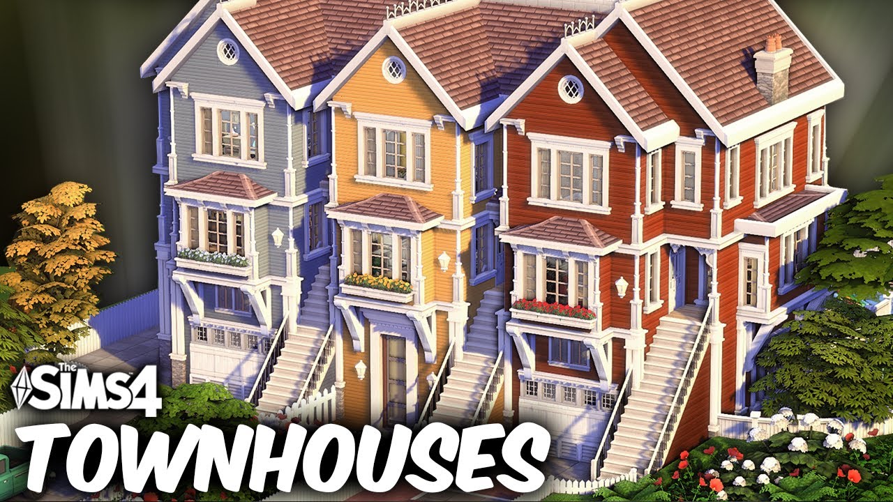 Sims 4 TOWNHOUSES - Family Homes in a Row! | No CC Speed Build