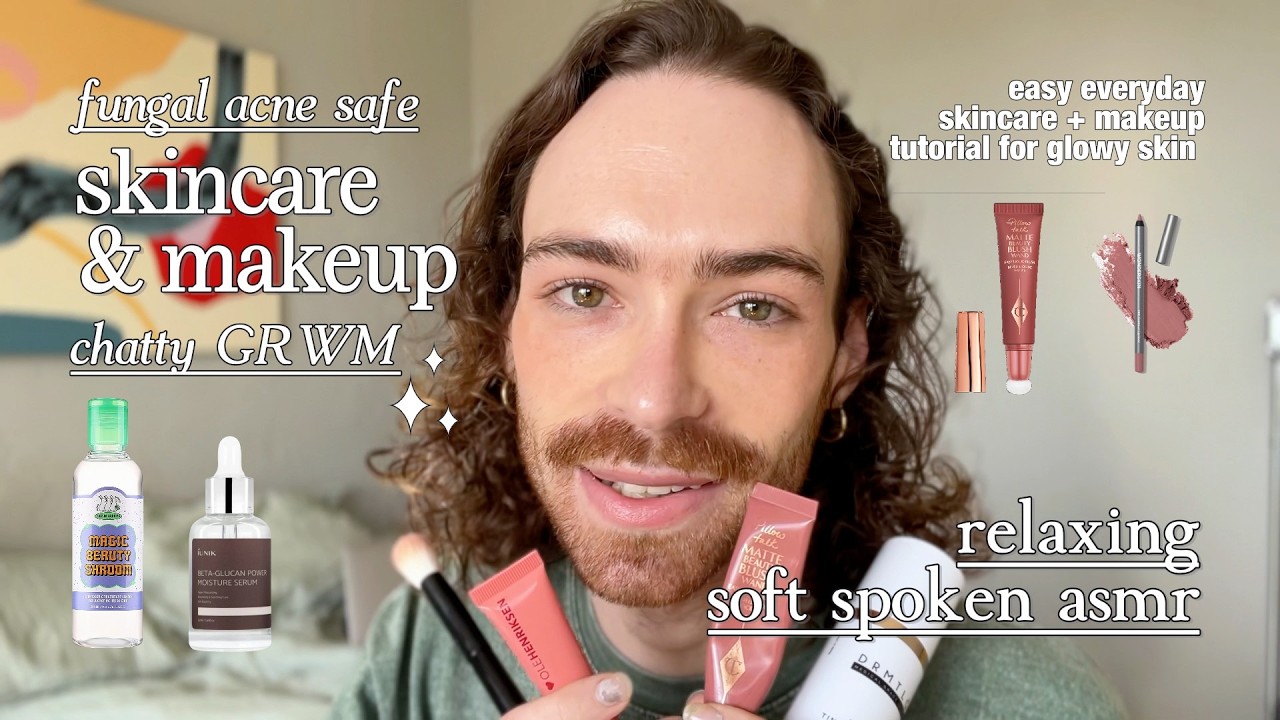 Relaxing Soft Spoken ASMR Skincare + Makeup Routine w/ Fungal Acne Safe Products 💫 Chatty GRWM