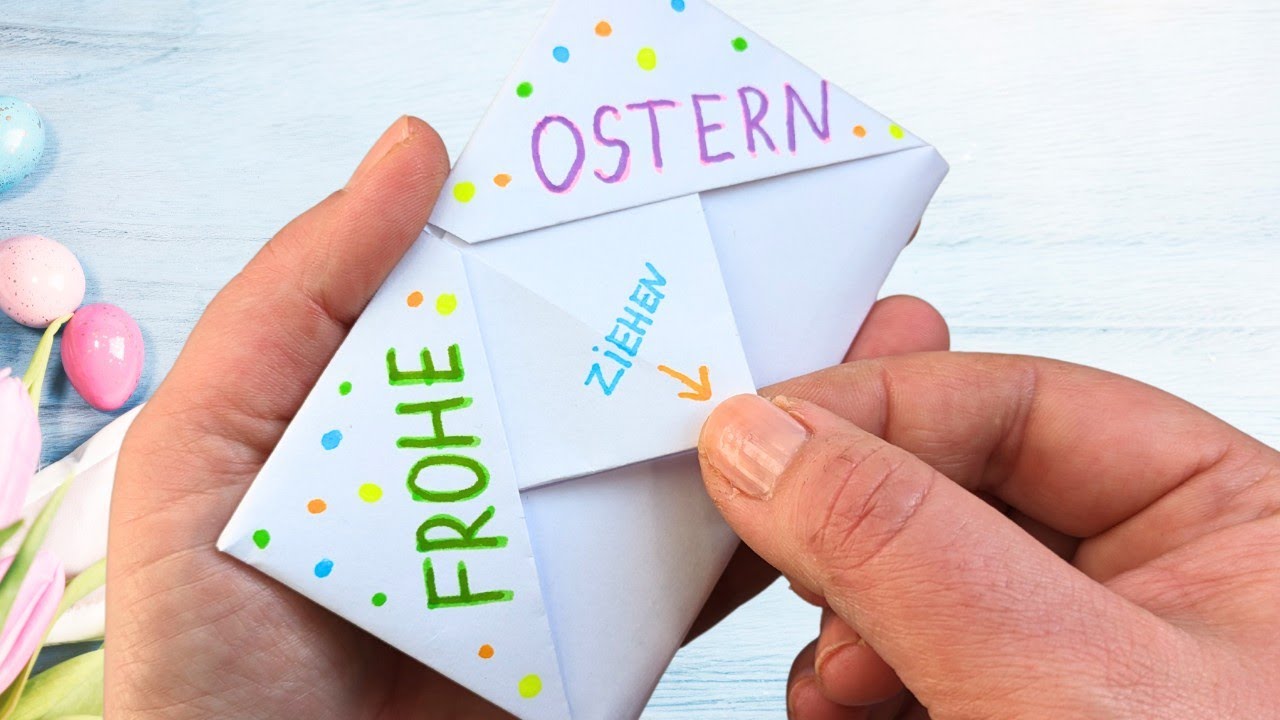 DIY Überraschungskarte basteln für Ostern. Osterkarte basteln mit Papier